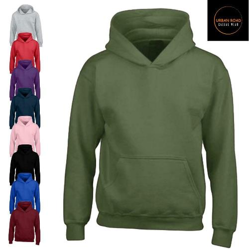 Kids Urban Road Plain Hoodie - Soft Premium Feel, Double Lined Hood, Pouch Pocket Sensual Secret Boutique