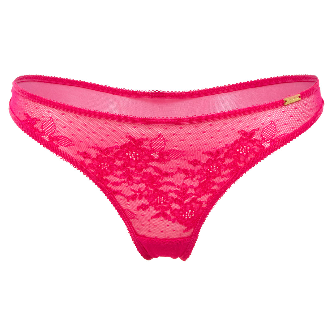 Gossard Glossies Lace Hot Pink Sheer Mesh Thong Panty - Sexy and Comfortable Lingerie Sensual Secret Boutique