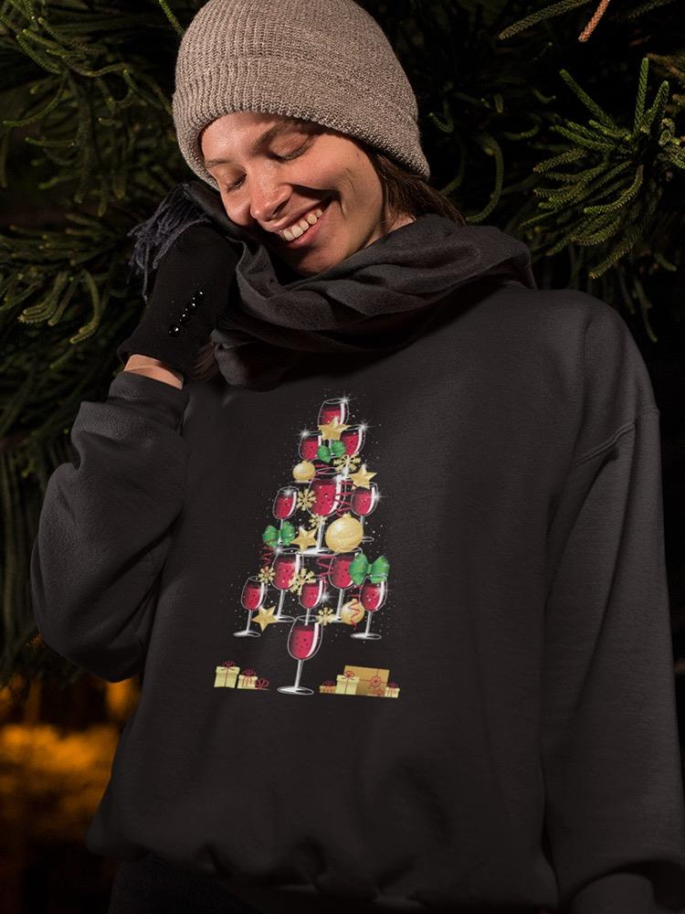 Wine Christmas Tree Women's Sweatshirt - Festive Apparel for Lovers of Wine! Sensual Secret Boutique