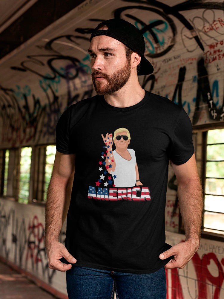 America Men's T-shirt - Donald Trump Dropping Stars - Black Sensual Secret Boutique