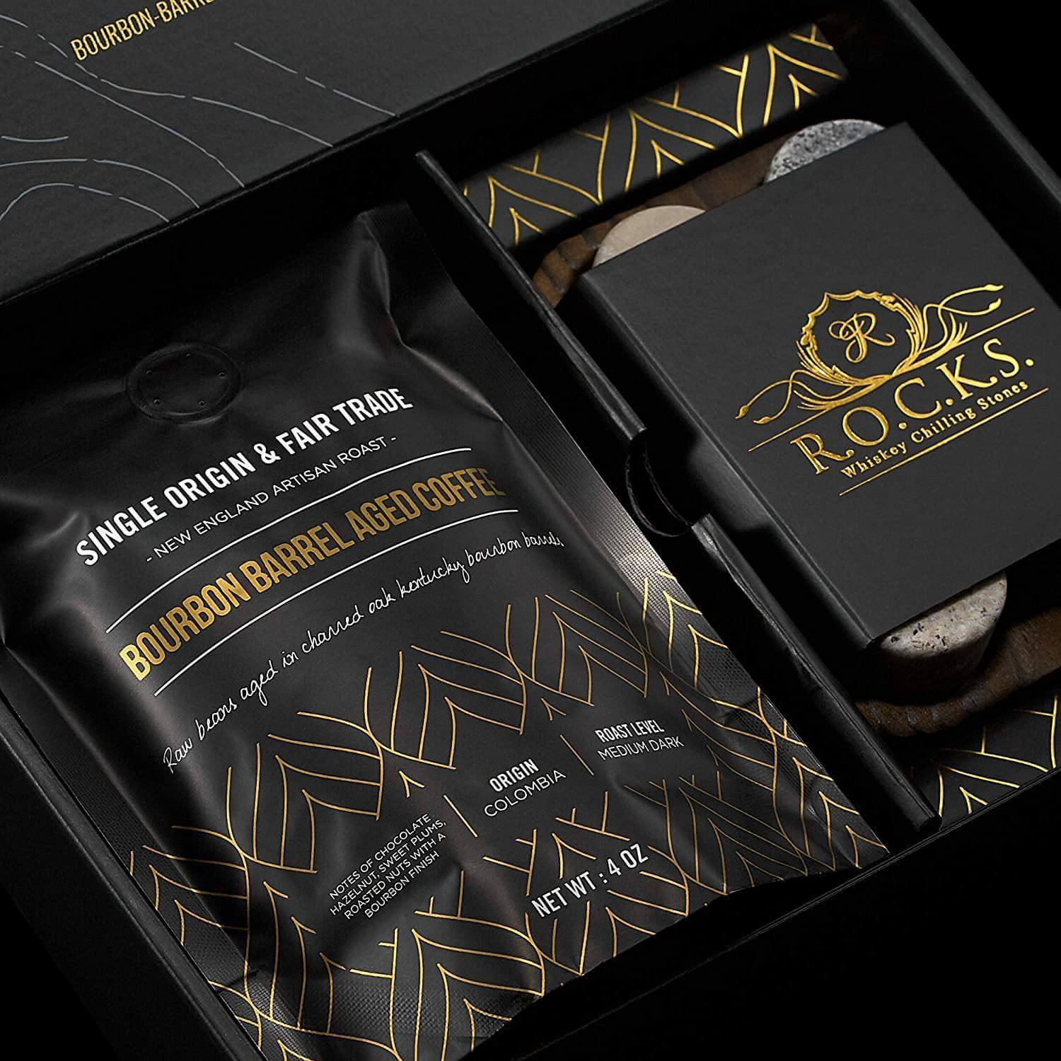 Whiskey Stones & Kentucky Bourbon Barrel Aged Coffee Tasting Gift Set Sensual Secret Boutique