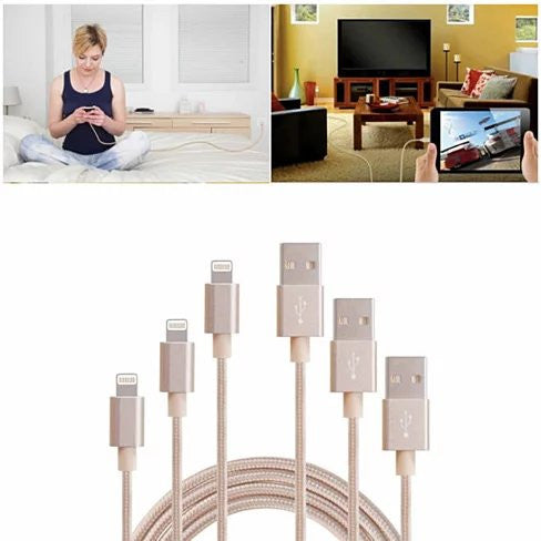 3 to Tango Apple or Android Charging Cables 3ft - 6ft - 10ft | Set of 3 Cables in Various Lengths and Colors Sensual Secret Boutique