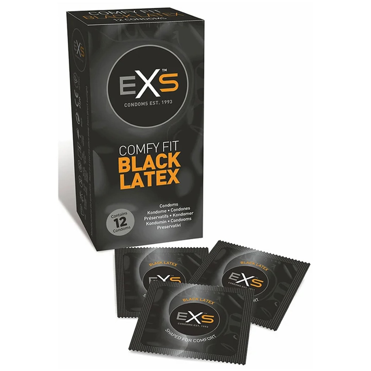 EXS Black Latex Condoms 12 pack Sensual Secret Boutique