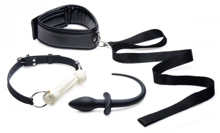 Tailz Puppy Play Set Silicone Bone Gag  Tail Anal Plug  &amp; Collar Sensual Secret Boutique