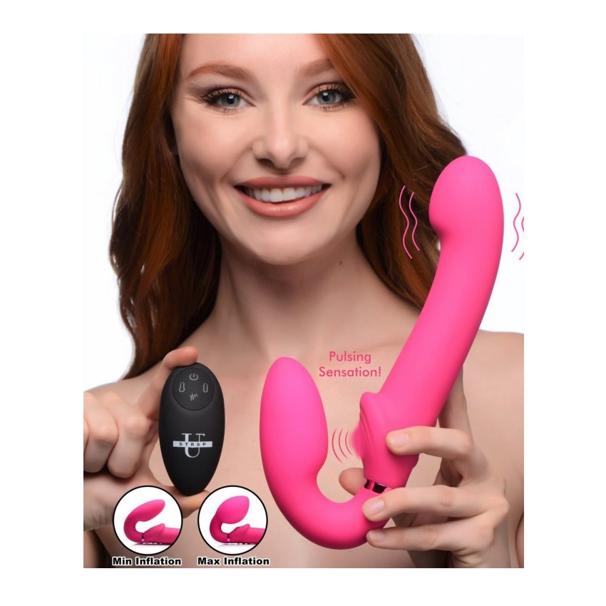 Strap U 10X Ergo-Fit G-Pulse Inflatable &amp; Vibrating Strapless Strap-On Pink Sensual Secret Boutique