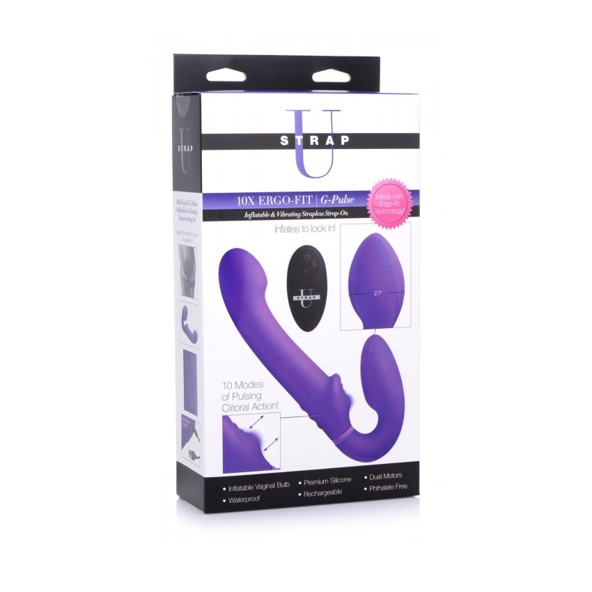 Strap U 10X Ergo-Fit G-Pulse Inflatable &amp; Vibrating Strapless Strap-On Sensual Secret Boutique