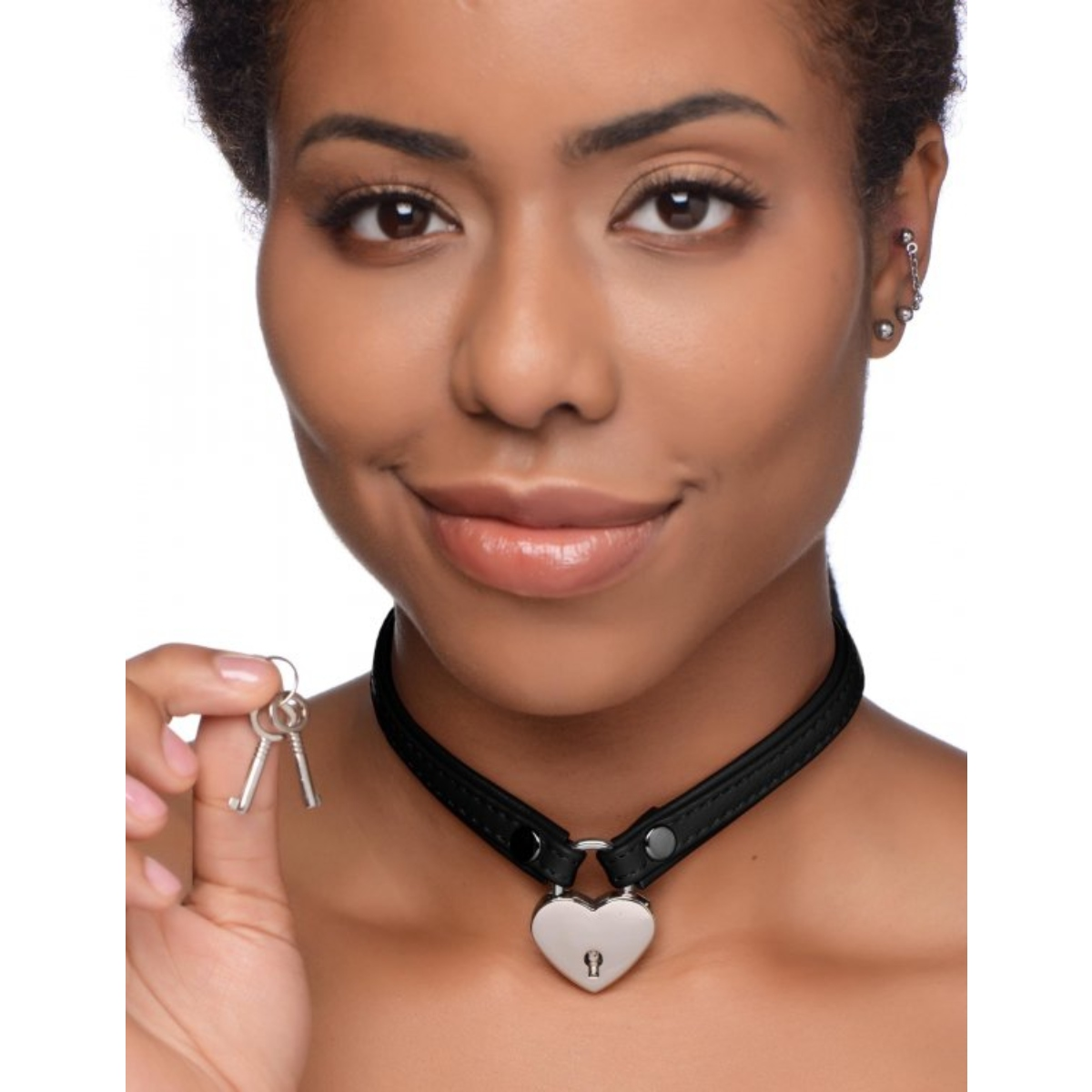 Master Series Heart Lock Choker With Keys Black Sensual Secret Boutique