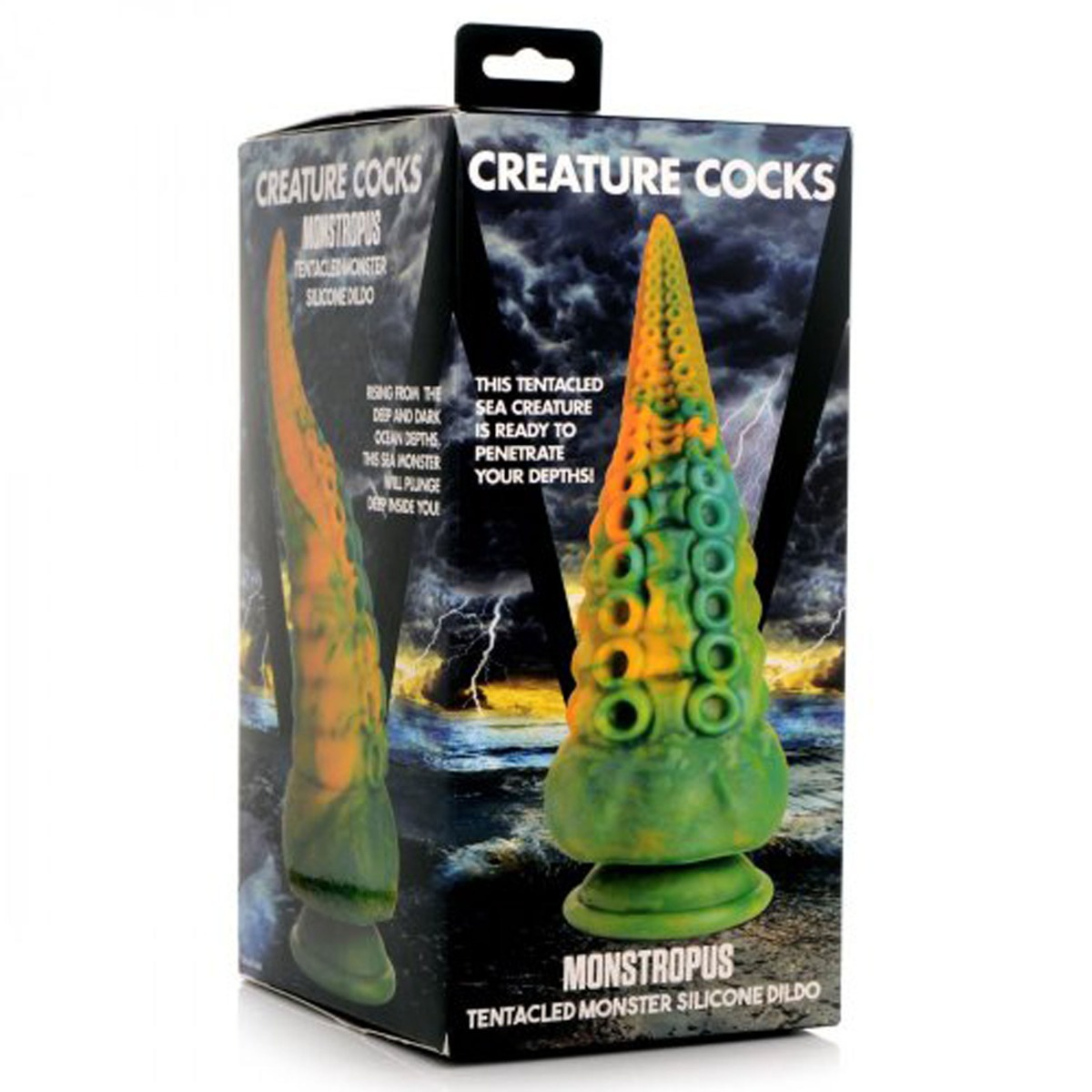 Creature Cocks Monstropus Tentacled Marble Green and Yellow Monster Silicone Dildo Sensual Secret Boutique