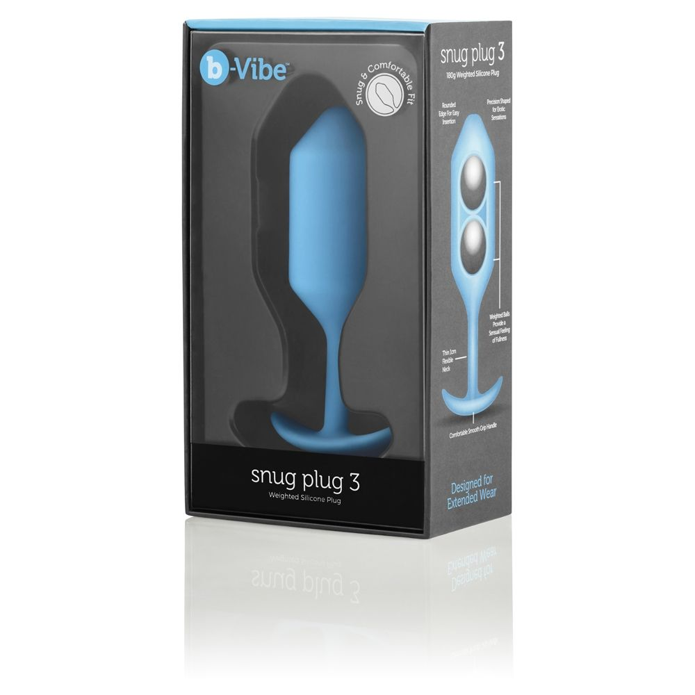 b-Vibe Snug Plug 3 Teal - Weighted Butt Plug for Comfortable and Sensual Fullness Sensual Secret Boutique