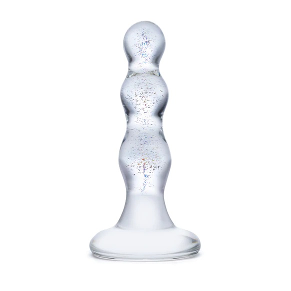 Glas 4inch Triple Play Beaded Butt Plug Clear Sensual Secret Boutique