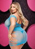 Lapdance Sexy Fishnet & Lace Halter Dress Neon Blue Q Sensual Secret Boutique