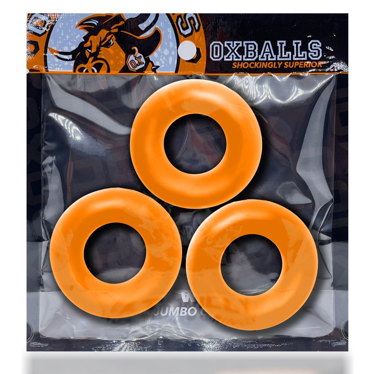 Oxballs Fat Willy 3 Pack Jumbo Cock Rings Orange Sensual Secret Boutique