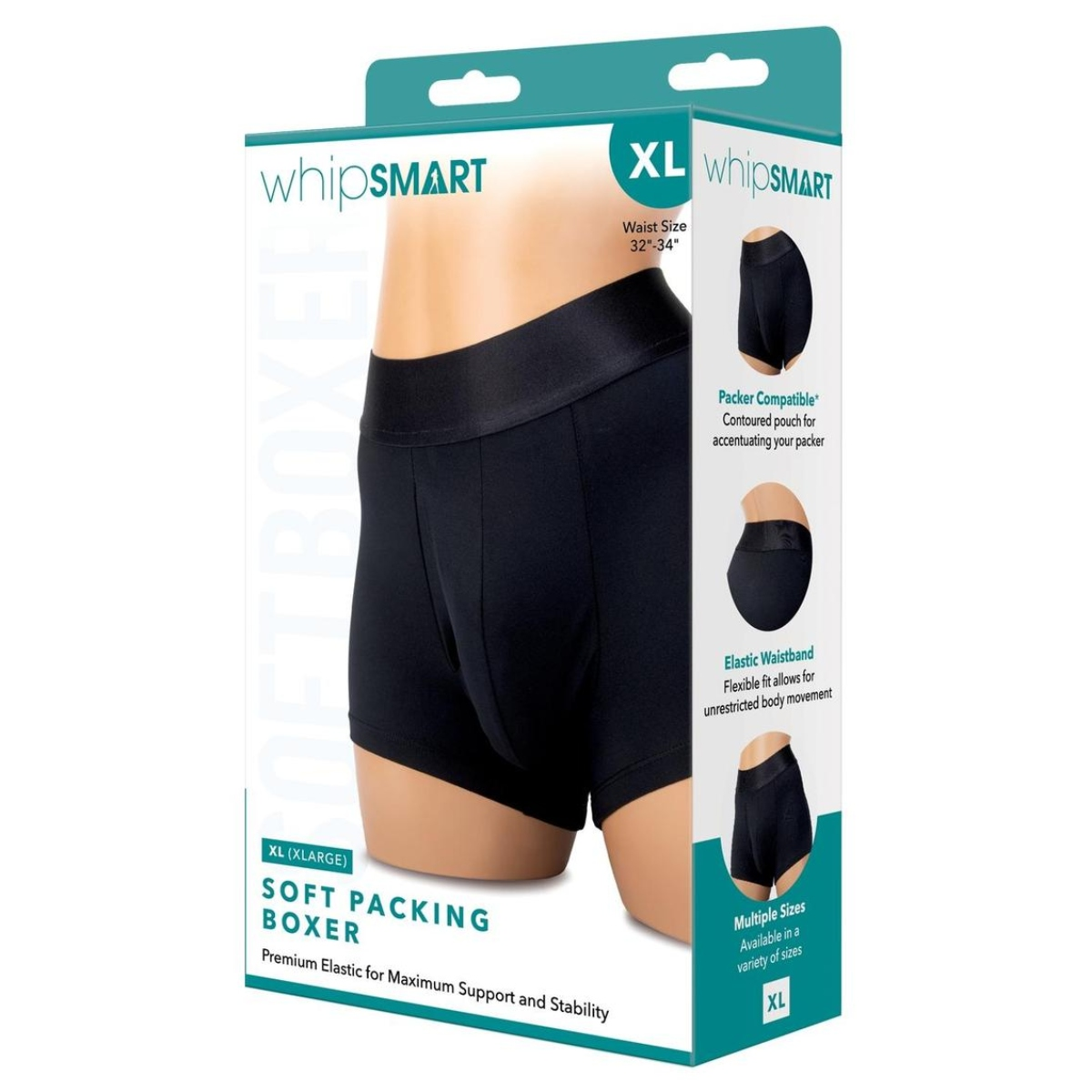 Whipsmart Soft Packing Boxer Black XLarge Sensual Secret Boutique