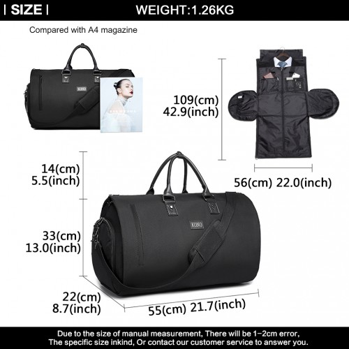 Kono Travel Suit Garment Duffel Bag - Black | Perfect for Business Trips & Weekend Getaways Sensual Secret Boutique