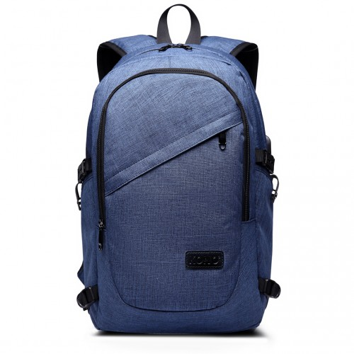 Kono Business Laptop Backpack with USB Charging Port - Navy Blue | High-Quality Polyester, Ample Space, Padded Shoulder Straps Sensual Secret Boutique