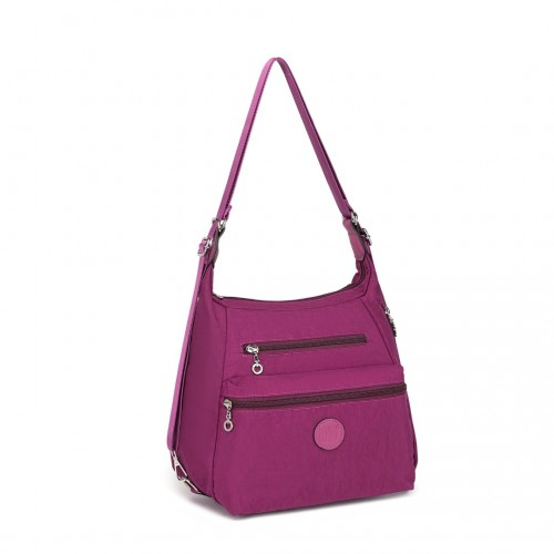 EH2063 - Kono Three Way Multipurpose Casual Shoulder Bag With Double Zippers - Purple Sensual Secret Boutique