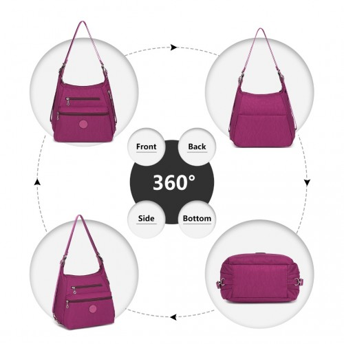 EH2063 - Kono Three Way Multipurpose Casual Shoulder Bag With Double Zippers - Purple Sensual Secret Boutique