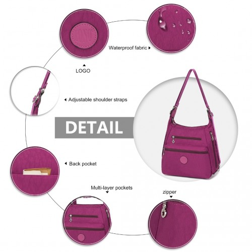 EH2063 - Kono Three Way Multipurpose Casual Shoulder Bag With Double Zippers - Purple Sensual Secret Boutique