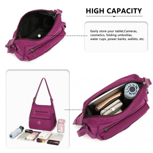 EH2063 - Kono Three Way Multipurpose Casual Shoulder Bag With Double Zippers - Purple Sensual Secret Boutique