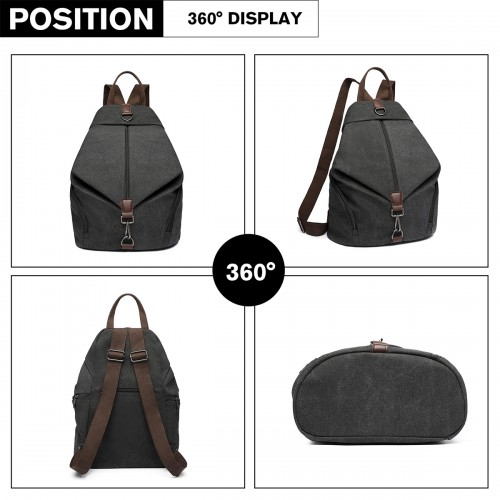 Kono Fashion Anti-Theft Canvas Backpack - Black | Premium Quality, Spacious, and Secure Sensual Secret Boutique