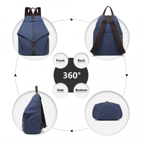 Kono Fashion Anti-Theft Canvas Backpack - Navy | Premium Design with Organized Compartments Sensual Secret Boutique