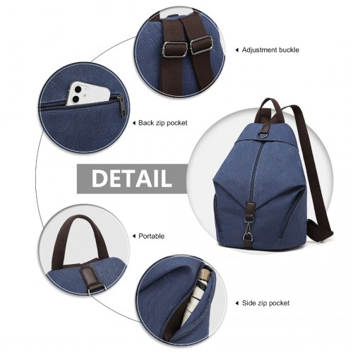 Kono Fashion Anti-Theft Canvas Backpack - Navy | Premium Design with Organized Compartments Sensual Secret Boutique