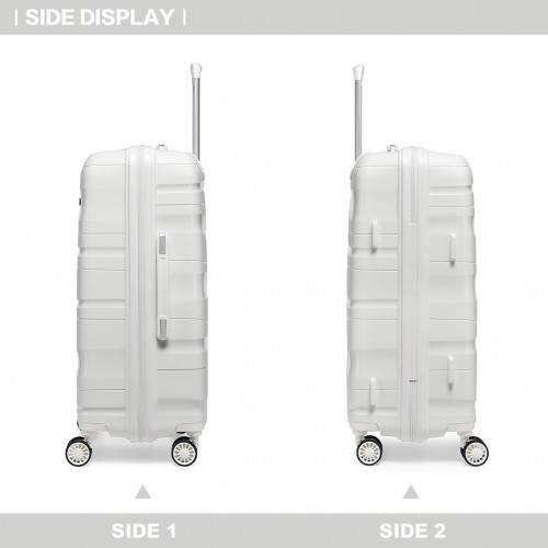 K2094L - Kono 28 Inch Lightweight Polypropylene Hard Shell Suitcase With TSA Lock - Cream White Sensual Secret Boutique