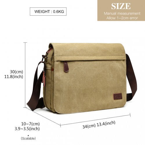 Kono Classic Expanding Messenger Bag - Khaki | Highly Adaptable & Spacious Sensual Secret Boutique