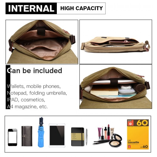 Kono Classic Expanding Messenger Bag - Khaki | Highly Adaptable & Spacious Sensual Secret Boutique