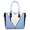 LG1641 - Miss Lulu Leather Look V-Shape Shoulder Handbag - Blue Sensual Secret Boutique