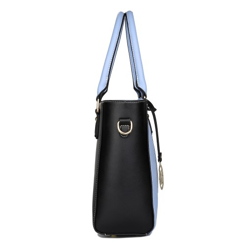 LG1641 - Miss Lulu Leather Look V-Shape Shoulder Handbag - Blue Sensual Secret Boutique