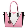 LG1641 - Miss Lulu Leather Look V-Shape Shoulder Handbag - Pink Sensual Secret Boutique