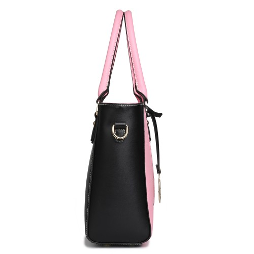 LG1641 - Miss Lulu Leather Look V-Shape Shoulder Handbag - Pink Sensual Secret Boutique