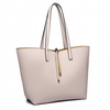 LT6628 - Miss Lulu Women Reversible Contrast Shopper Tote Bag Beige Sensual Secret Boutique