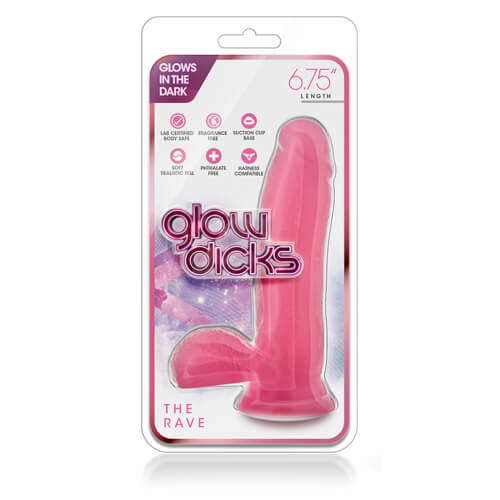 Glow in the Dark 7 Inch Suction Base Cock with Balls Sensual Secret Boutique