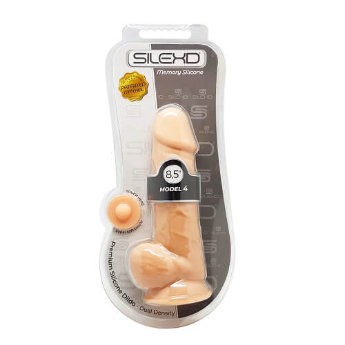 SilexD 8.5 inch Realistic Silicone Dual Density Girthy Dildo with Suction Cup with Balls Sensual Secret Boutique