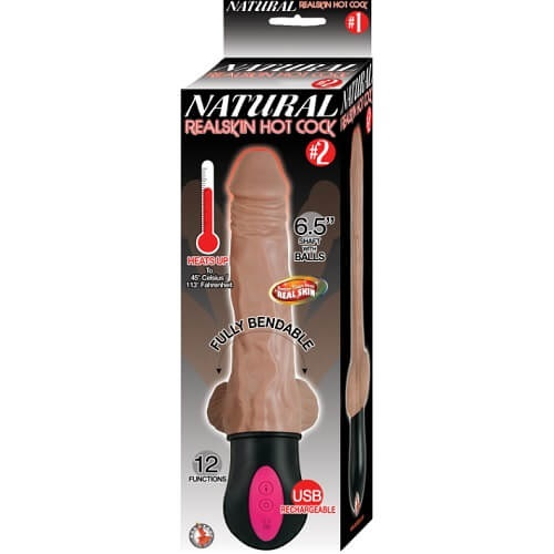 Realistic Warming 6.5 inch Vibrating Dildo with Balls Brown Sensual Secret Boutique