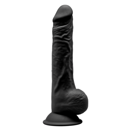 SilexD 9.5 inch Realistic Silicone Dual Density Dildo with Suction Cup with Balls Black Sensual Secret Boutique