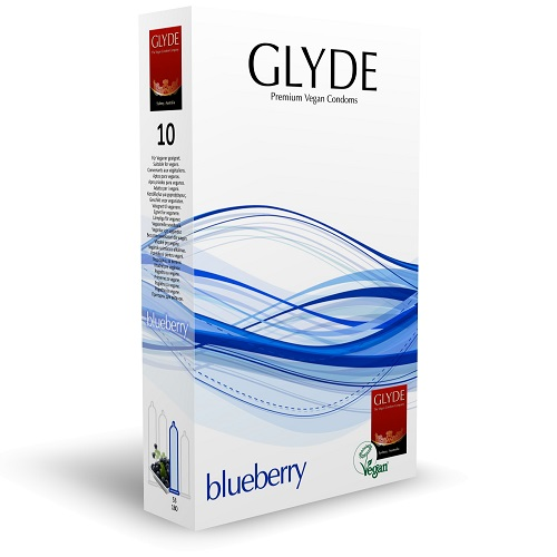 Glyde Ultra Blueberry Flavour Vegan Condoms 10 Pack Sensual Secret Boutique