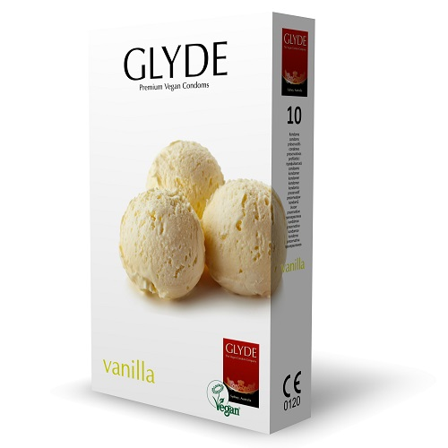 Glyde Ultra Vanilla Flavour Vegan Condoms 10 Pack Sensual Secret Boutique