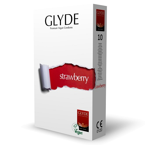 Glyde Ultra Strawberry Flavour Vegan Condoms 10 Pack Sensual Secret Boutique