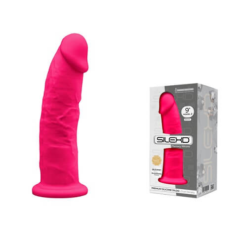 SilexD 9 inch Realistic Silicone Dual Density Dildo with Suction Cup Pink Sensual Secret Boutique