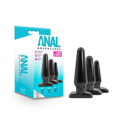 Anal Adventures Basic Plug Kit Black Sensual Secret Boutique