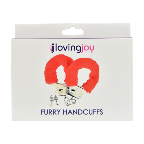 Loving Joy Furry Handcuffs Red Sensual Secret Boutique