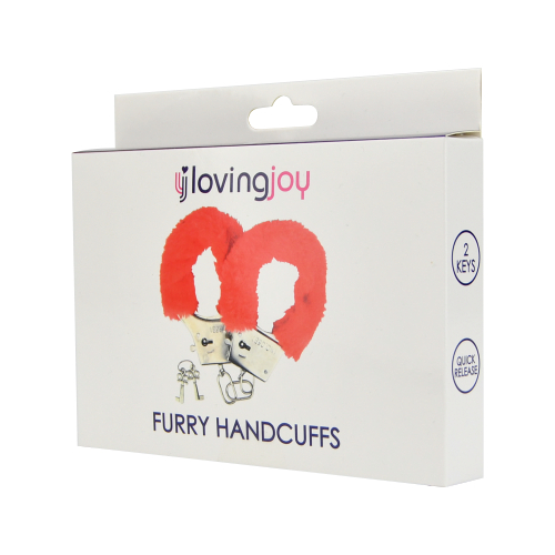 Loving Joy Furry Handcuffs Red Sensual Secret Boutique