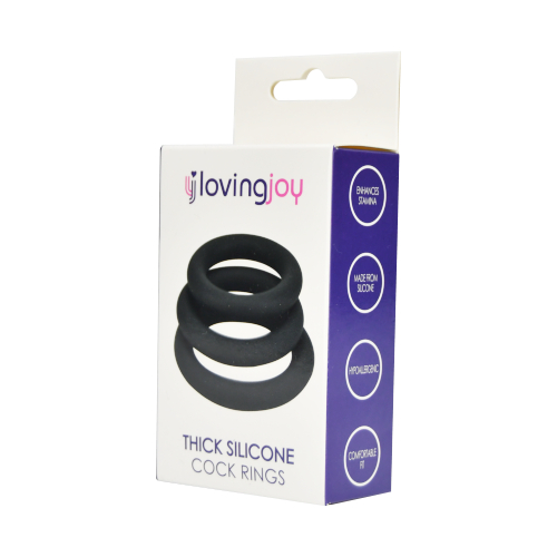 Loving Joy Thick Silicone Cock Rings 3 Pack Grey Sensual Secret Boutique