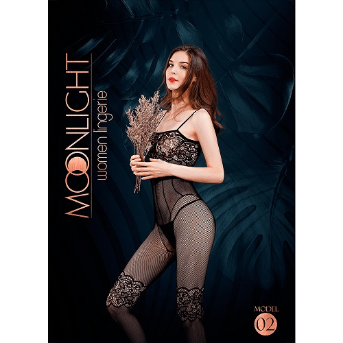 Moonlight Lace and Fishnet Bodystocking Black One Size Sensual Secret Boutique