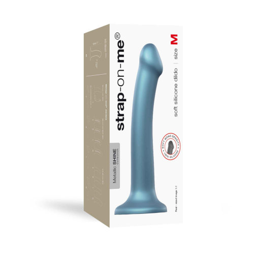 Strap-on-Me Duck Egg Blue Metallic Shine Mono Density Dildo Medium Sensual Secret Boutique