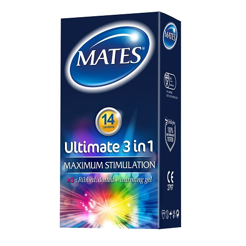 Mates Ultimate 3 in 1 Condoms 14 Pack Sensual Secret Boutique