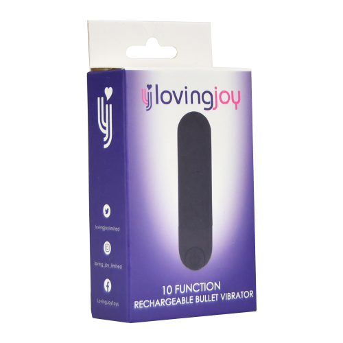 Loving Joy 10 Function Rechargeable Bullet Vibrator Black Sensual Secret Boutique